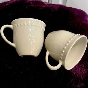 Pottery Barn EMMA Gray Beaded 2pc Mug Set